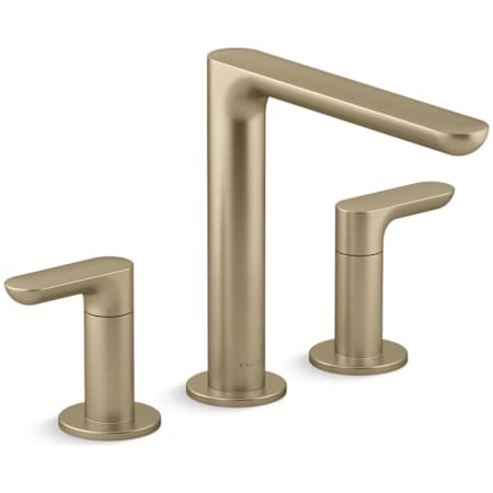 Kallista 002 Deck Mounted Roman Tub Filler with Lever Handles Brushed French Gold
