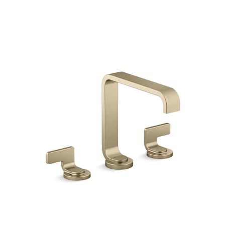 Kallista Guise Collection 1.2 GPM Widespread Bathroom Faucet with Pop-Up Drain Assembly Brushed French Gold