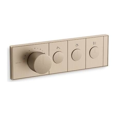 Kallista Foundations Three Function Thermostatic Valve Trim Only with Single Knob Handle and Integrated Diverter Brushed Bronze