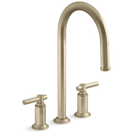 Kallista Central Park West 1.8 GPM Widespread Pull Down Kitchen Faucet Brushed French Gold