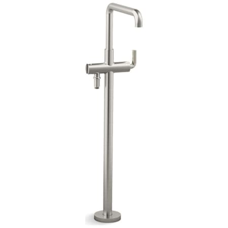 Kallista One Floor Mounted Tub Filler with Built-In Diverter Brushed Nickel / Polished Nickel Accents