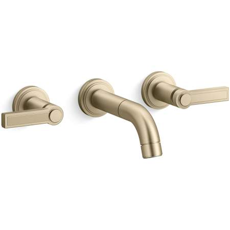 Kallista Vir Stil Minimal 1.2 GPM Wall Mounted Widespread Bathroom Faucet Brushed French Gold