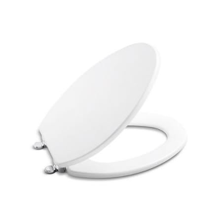Kallista Plie Colored Slow-Close Toilet Seat Elongated with Brushed Bronze Trim Stucco White