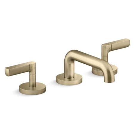Kallista Nazare Sink Faucet with Low Spout and Lever Handles Brushed French Gold