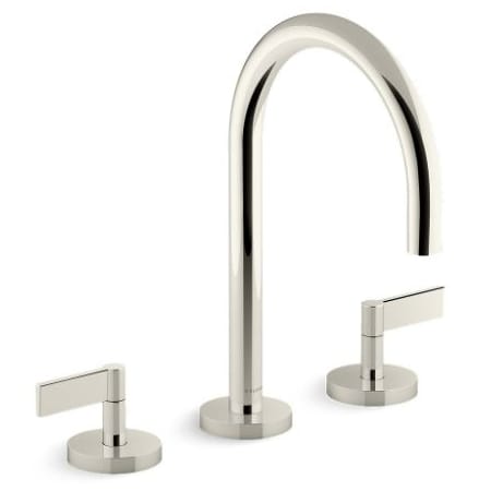 Kallista One 1.2 GPM Widespread Bathroom Faucet, Gooseneck, Lever Handles Polished Nickel
