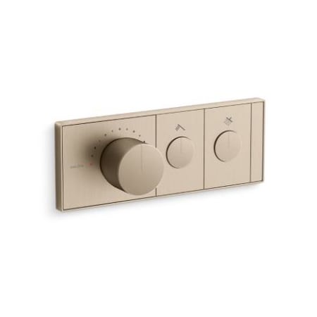 Kallista Foundations Two Function Thermostatic Valve Trim Only with Single Knob Handle and Integrated Diverter Brushed Bronze