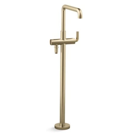 Kallista One Floor Mounted Tub Filler with Built-In Diverter Brushed French Gold