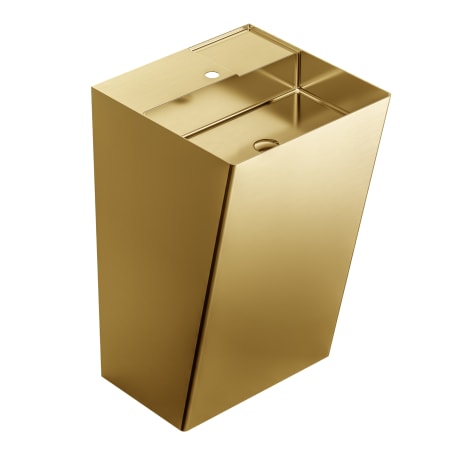 Karran USA Cinox 19-3/4" Rectangular Stainless Steel Pedestal Bathroom Sink with Single Faucet Hole Gold