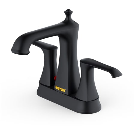 Karran USA Woodburn 1.2 GPM Centerset Bathroom Faucet with Pop-Up Drain Assembly Matte Black