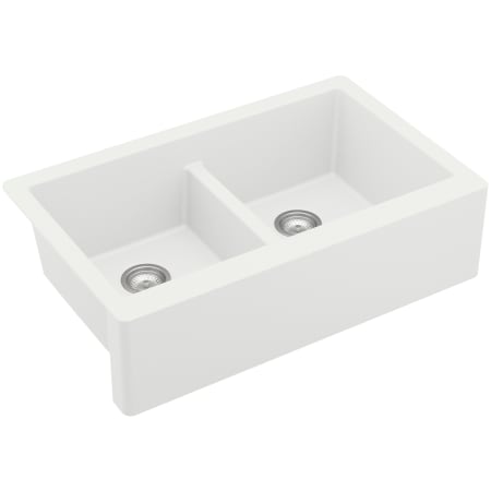 Karran USA Farmhouse Apron Front Quartz/Granite 34" Double Bowl Kitchen Sink White
