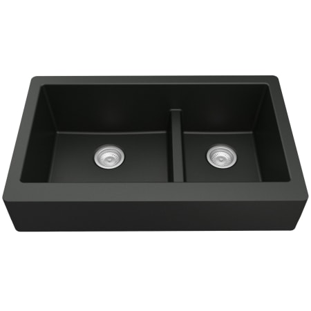 Karran USA Quartz QAR 34" Farmhouse Double Basin Quartz Composite Kitchen Sink Black