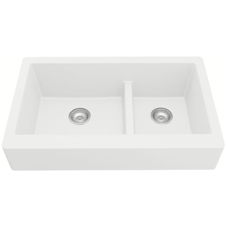 Karran USA Quartz QAR 34" Farmhouse Double Basin Quartz Composite Kitchen Sink White