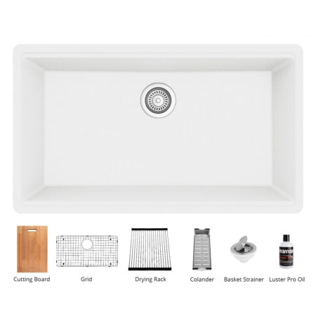 Karran USA Undermount 32-1/2" Large Single Bowl Quartz/Granite Workstation Kitchen Sink White