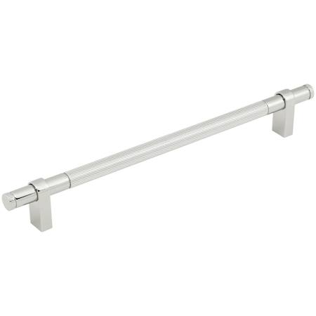 Keeler Marianna 8-13/16" Center to Center Solid Brass Reeded Barrel Custom Exclusive Cabinet Bar Handle / Drawer Bar Pull Polished Nickel