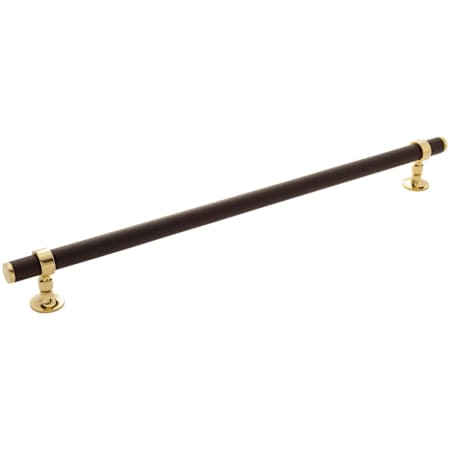 Keeler Umber 18" Center to Center Luxury Solid Brass and Leather Custom Exclusive Appliance Bar Handle / Pull Unlacquered Brass / Dream Cow