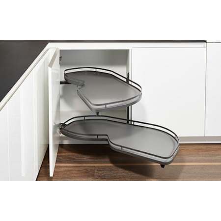 Kessebohmer LeMans Right Handed Pull Out Blind Corner Kitchen Cabinet Organizer with Soft Close for 23" Cabinets Anthracite