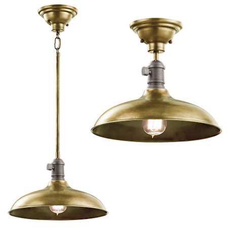 Kichler Cobson Single Light 12" Wide Pendant / Ceiling Light Natural Brass