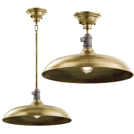 Kichler Cobson 16" Wide Pendant Light / Ceiling Light Natural Brass