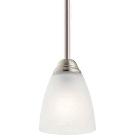 Kichler Jolie Single Light 5" Wide LED Mini Pendant with a Satin Etched Shade Brushed Nickel