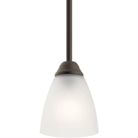 Kichler Jolie Single Light 5" Wide LED Mini Pendant with a Satin Etched Shade Olde Bronze
