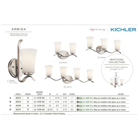 The Kichler Armida collection in brushed nickel from the Kichler catalog.