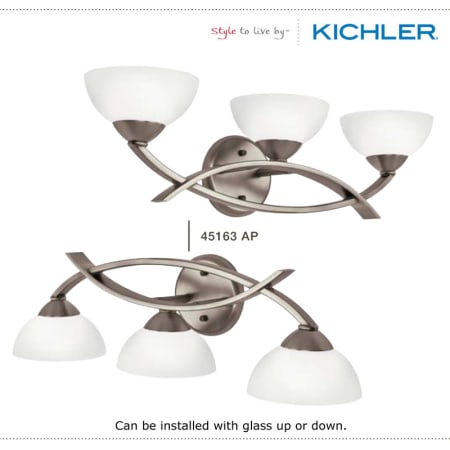 The Kichler Bellamy Collection can be installed with glass up or down.