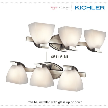 The Kichler Claro collection can be installed with the glass up or down.