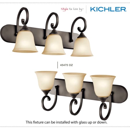 The Kichler Feville Collection can be installed with glass up or down.