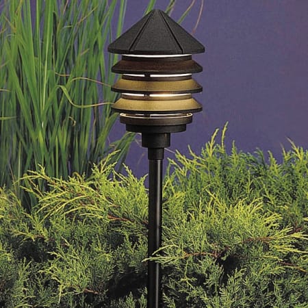 Kichler Six Groove 10" 3-Tier Incandescent Path or Bollard Light Textured Black