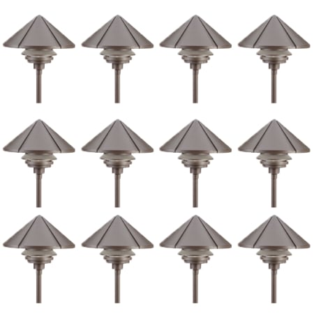 Kichler Six Groove 10" Tall Single Tier Path Light - Set of (12) Textured Architectural Bronze