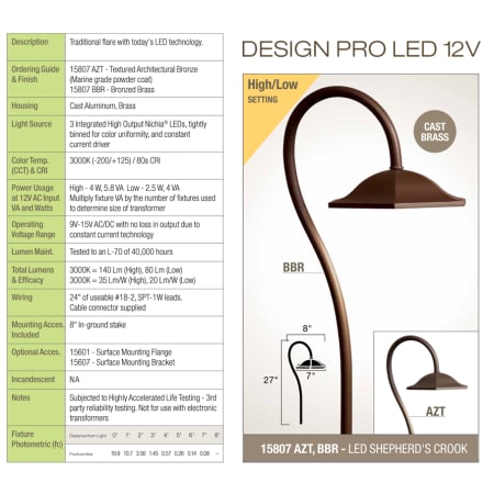 Kichler 15807 LED Path Light Specifications