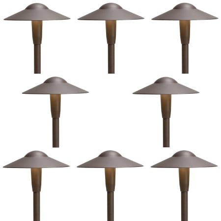 Kichler Dome 16" Tall 2700K LED Path Light - Pack of (8) Textured Architectural Bronze