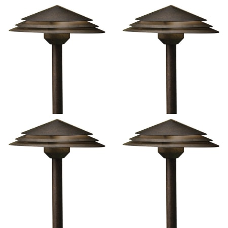 Kichler Round Tiered 21" Tall 3000K LED Path and Spread Light - Set of (4) Lights Aged Bronze