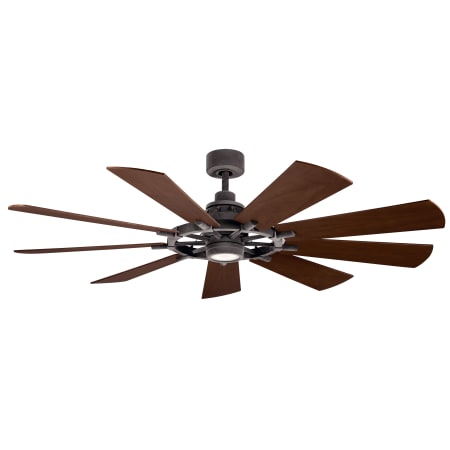 Kichler Gentry 65" 9 Blade Indoor / Outdoor DC Motor Ceiling Fan with Blades, LED Light Kit and Wall Control Weathered Zinc