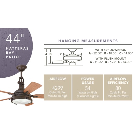 Kichler 310101 Hatteras Bay Patio Fan Specs