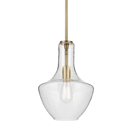 Kichler Everly 11" Wide 1 Light Pendant Natural Brass / Clear