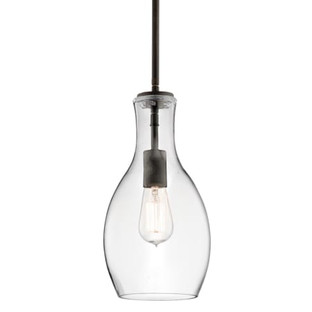 Kichler Everly Single Light 7" Wide Mini Pendant with Clear Teardrop Glass Shade Olde Bronze
