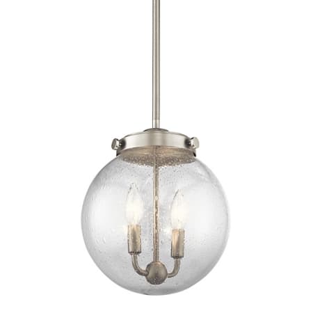 Kichler Holbrook 10" Wide 2 Light Mini Pendant with Round Seedy Glass Shade Brushed Nickel