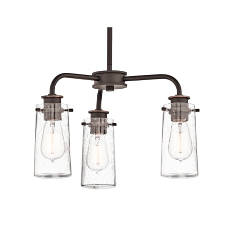 Kichler Braelyn 3 Light Convertible 18" Seeded Glass Pendant / Ceiling Light Olde Bronze