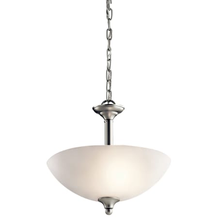 Kichler Jolie 2 Light 15" Wide LED Pendant with a Satin Etched Shade Brushed Nickel