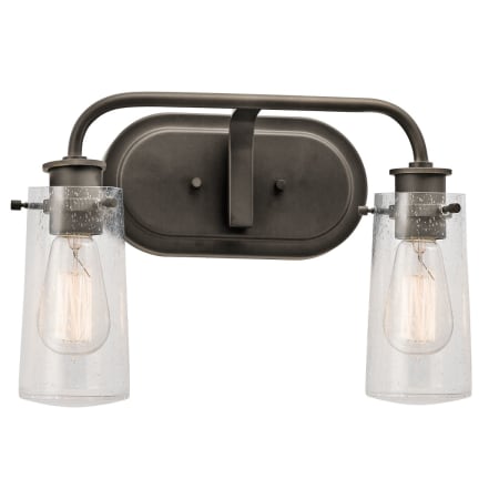 Kichler Braelyn 2 Light 15" Seeded Glass Vanity Light Olde Bronze
