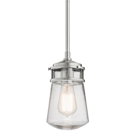 Kichler Lyndon Single Light 5" Wide Mini Outdoor Pendant with Seedy Glass Shade Brushed Aluminum