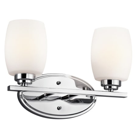 Kichler Eileen 2 Light 14" Wide LED Bathroom Vanity Light with Satin Etched Cased Opal Shades Chrome