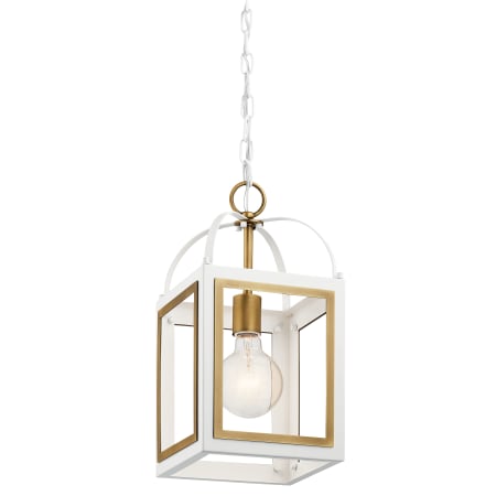 Kichler Vath 8" Wide Taper Candle Mini Pendant White / Natural Brass