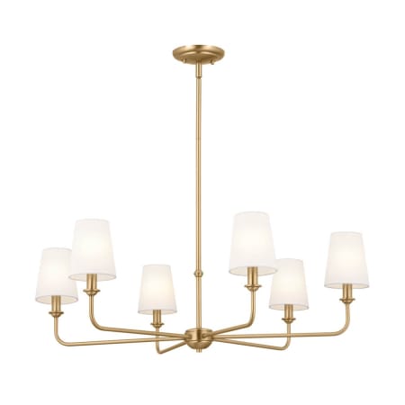 Kichler Pallas 6 Light 32" Wide Chandelier with Linen Shades Brushed Natural Brass