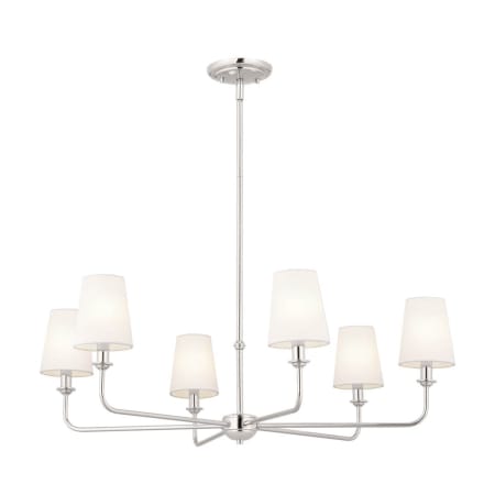 Kichler Pallas 6 Light 32" Wide Chandelier with Linen Shades Polished Nickel