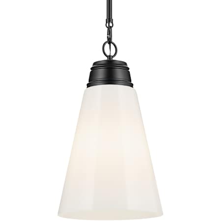 Kichler Marsailli 12" Wide Pendant with Glossy White Opal Glass Shade Black