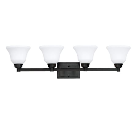 Kichler Langford 4 Light 35" Wide LED Bathroom Vanity Light with Satin Etched White Shades Olde Bronze