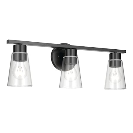 Kichler Stamos 3 Light 22" Wide Vanity Light with Clear Glass Shades Black