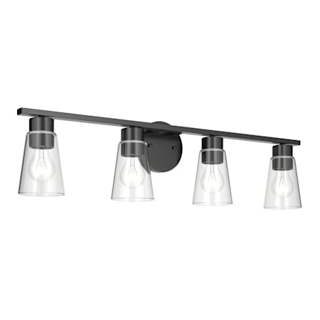 Kichler Stamos 4 Light 31" Wide Vanity Light with Clear Glass Shades Black